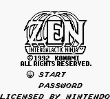 Zen Intergalactic Ninja title screen for GameBoy